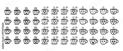 Collection of Coffee Cup Emojis with Emotions
