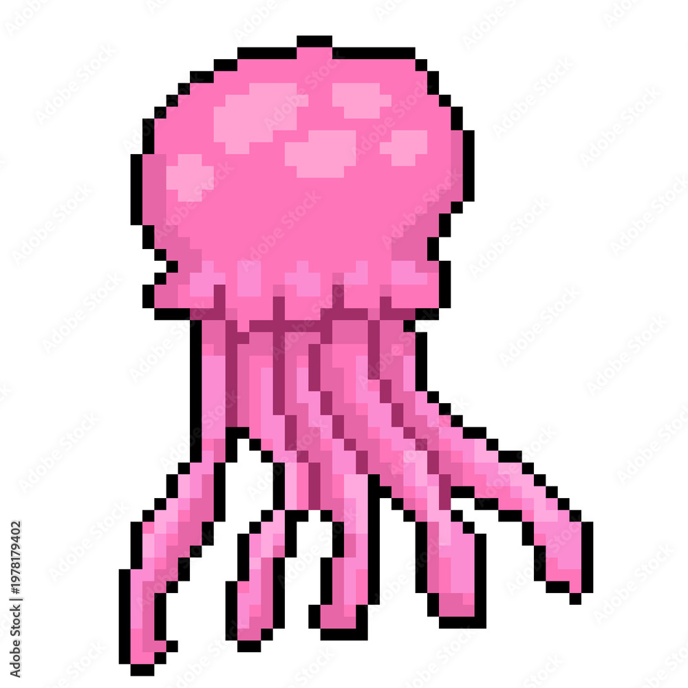Fototapeta premium pixel art of jellyfish