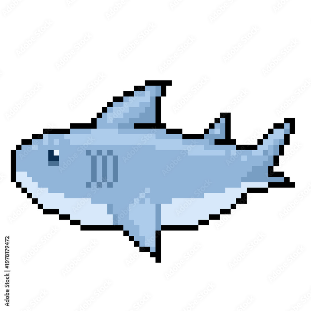 Fototapeta premium pixel art of shark