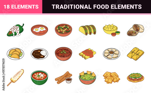 Mexican Cuisine Culinary Vector Assets