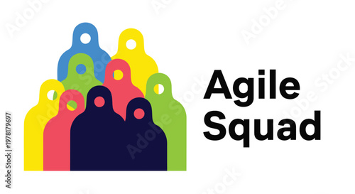 Agile team, business collaboration, colorful people icons, vector teamwork