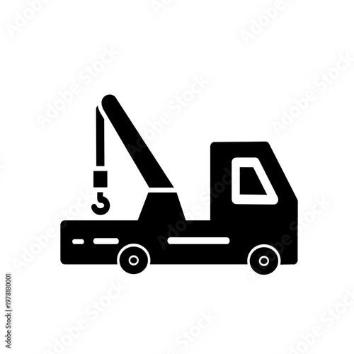 Tow truck vector icon. Vector graphic, not Artificial Intelligence, logo illustration. Replaceable vector design.