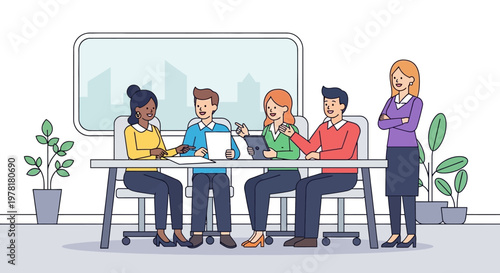 Diverse group of people meeting.