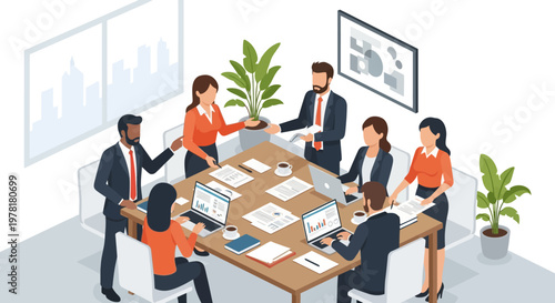 Business people in office meeting.