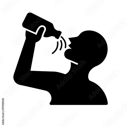 Black silhouette drinking man icon, alcohol consumption symbol, vector illustration, isolated on white