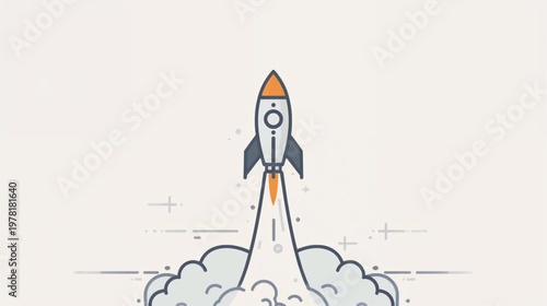 minimalist rocket launch vector illustration