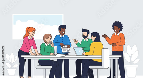 Diverse group of people meeting.