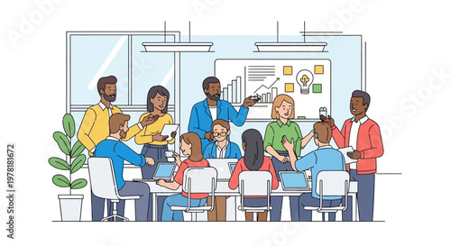 Diverse group in meeting room.