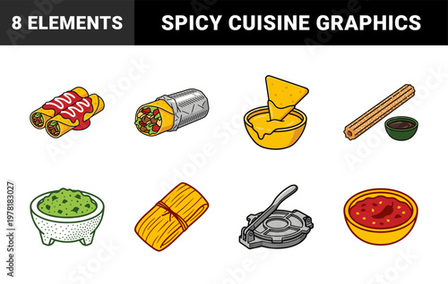 Mexican Food Gastronomy Vector Kit