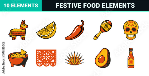 Mexican Fiesta Food Celebration Elements