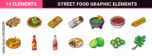 Mexican Food Vector Asset Grid