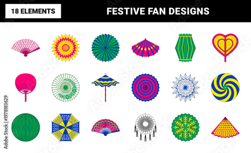Festive Paper Fan and Parasol Elements