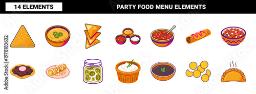 Mexican Appetizers and Dips Vector Set