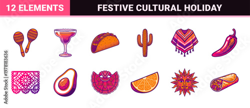 Mexican Fiesta Celebration Graphic Assets
