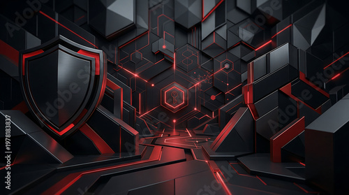 Futuristic abstract technology, cybersecurity, digital protection concept illustration