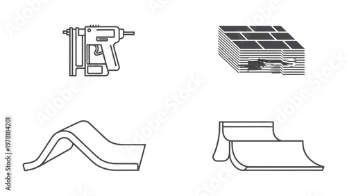 Construction Tool and Material Illustration: A comprehensive illustration showcasing various construction tools and materials essential for building projects.