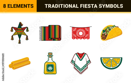 Mexican Fiesta Cultural Elements Set