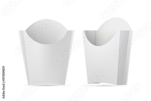 Fast food paper packaging mockup. French fries packaging.