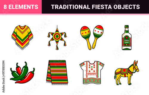 Mexican Folk Culture Graphic Elements
