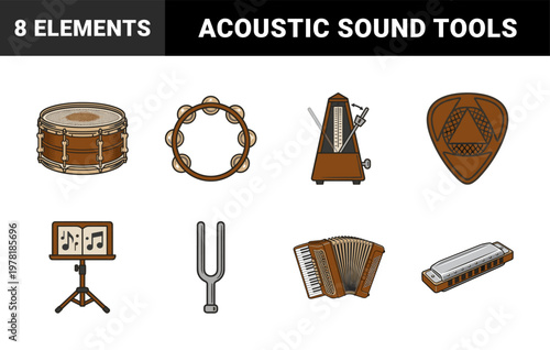 Acoustic Musical Instruments Vector Grid