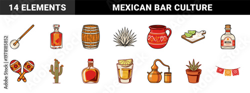 Tequila and Mezcal Culture Vector Set