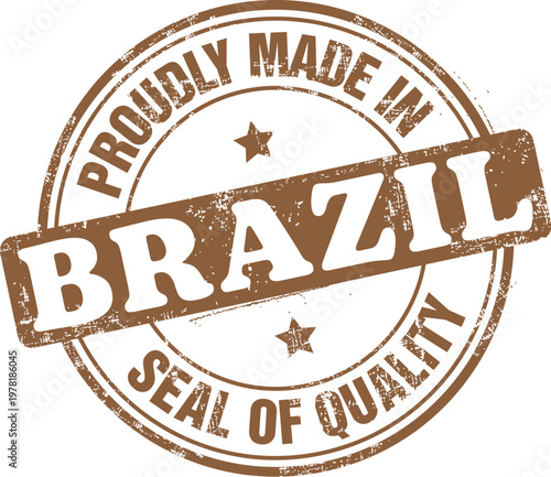 Proudly Made in Brazil Vector Rubber Stamp