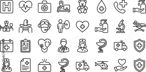 medical care thin line icons 1