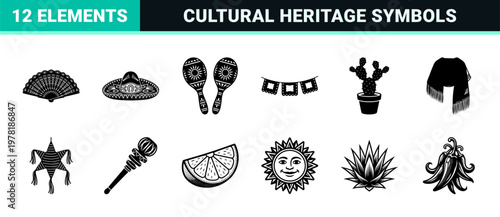 Mexican Heritage and Fiesta Graphic Elements