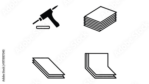 Illustrative Assemblage: A structured composition of tools and materials for construction and crafting projects. Evoking themes of DIY projects and innovative design.