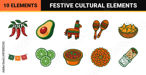 Mexican Fiesta Folk Art Asset Sheet