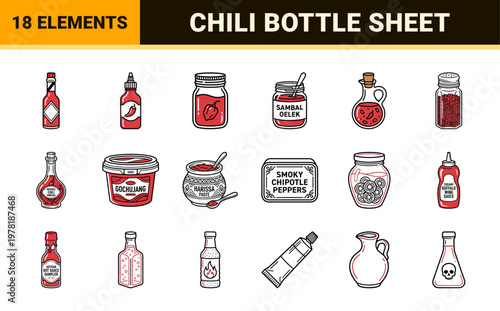 Spicy Hot Sauce Bottle Asset Sheet