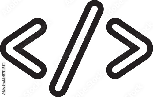 Coding HTML Tag Greater Than Less Than Symbols Line Icon