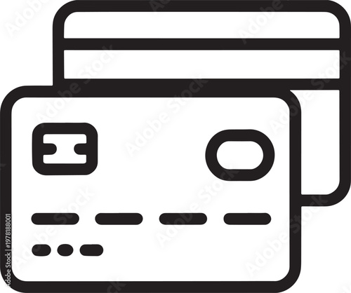 Black line icon of two stacked credit cards for finance and banking concepts