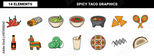 Mexican Food Tacos and Spicy Peppers Kit