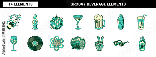 Retro Psychedelic Party Beverage Graphics
