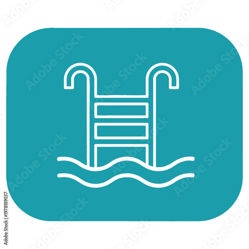 Ladder to swimming pool with water surface