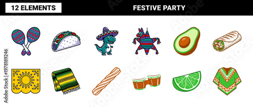Mexican Fiesta Celebration Elements Set