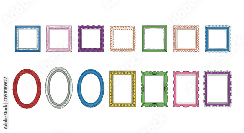Assorted decorative frames featuring various colors and intricate designs Vector