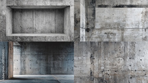 Concrete wall frame background featuring raw industrial texture