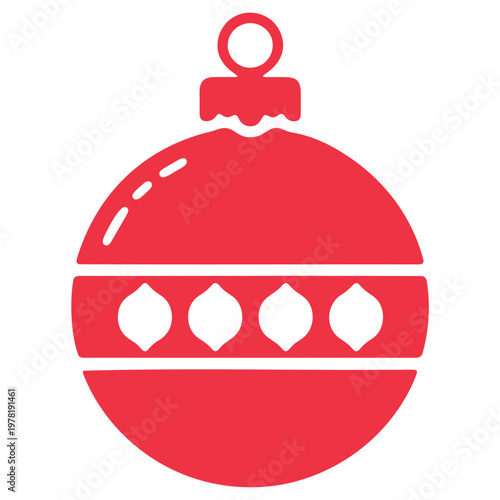A red Christmas ornament icon with a white design on a transparent background