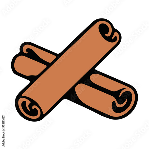A vector graphic illustration of cinnamon sticks in a modern flat design style