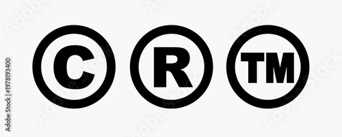 copyright registered trademark symbols in circle author rights circles vector