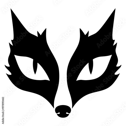 A minimalist black fox face icon with a white background