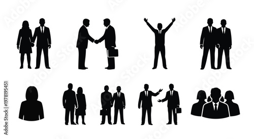 Illustrations of various professional business interactions and postures Vector
