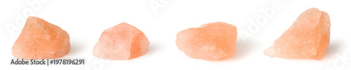 Foto Pink Himalayan salt isolated on white background.