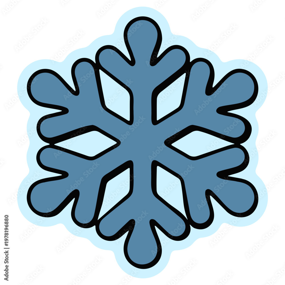 Obraz premium A blue snowflake icon with a black outline and transparent background