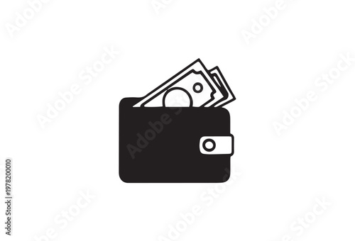 A black digital storage wallet with dollar bills and a flash memory card isolated on an office computer equipment desk for business data