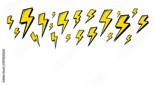 Dynamic collection of lightning bolt symbols in bold yellow and black design Vector
