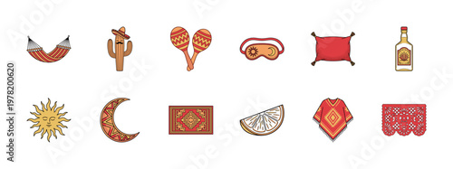 Mexican Fiesta and Siesta Retro Elements