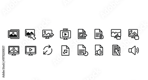Collection of icons representing various media and document file formats